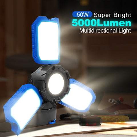 50W 5000LM Portable Three Head LED Work Light
