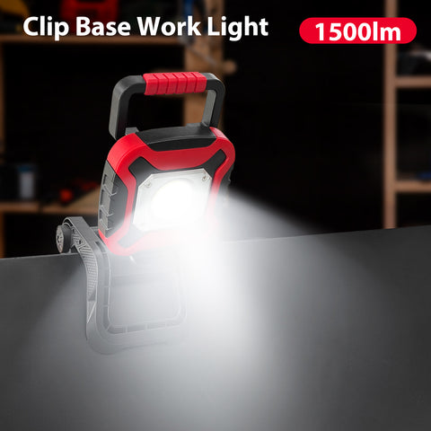 15W 1500LM Clip-On COB Rechargeable Work Light