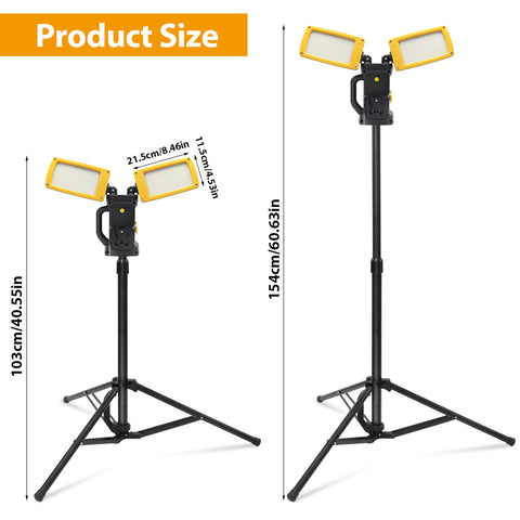 AC Double Head Adjustable Battery LED Work Light