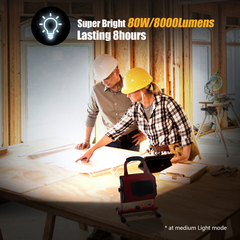 80W 8000LM Battery LED Work Light