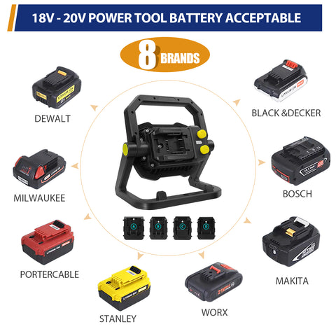 50W 5000LM Adjustable Battery Work Light