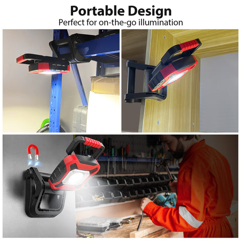 15W 1500LM Clip-On COB Rechargeable Work Light