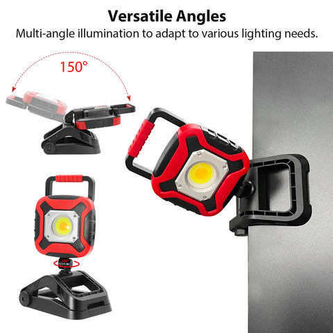 15W 1500LM Clip-On COB Rechargeable Work Light