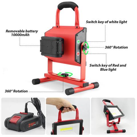 80W 8000LM Battery LED Work Light