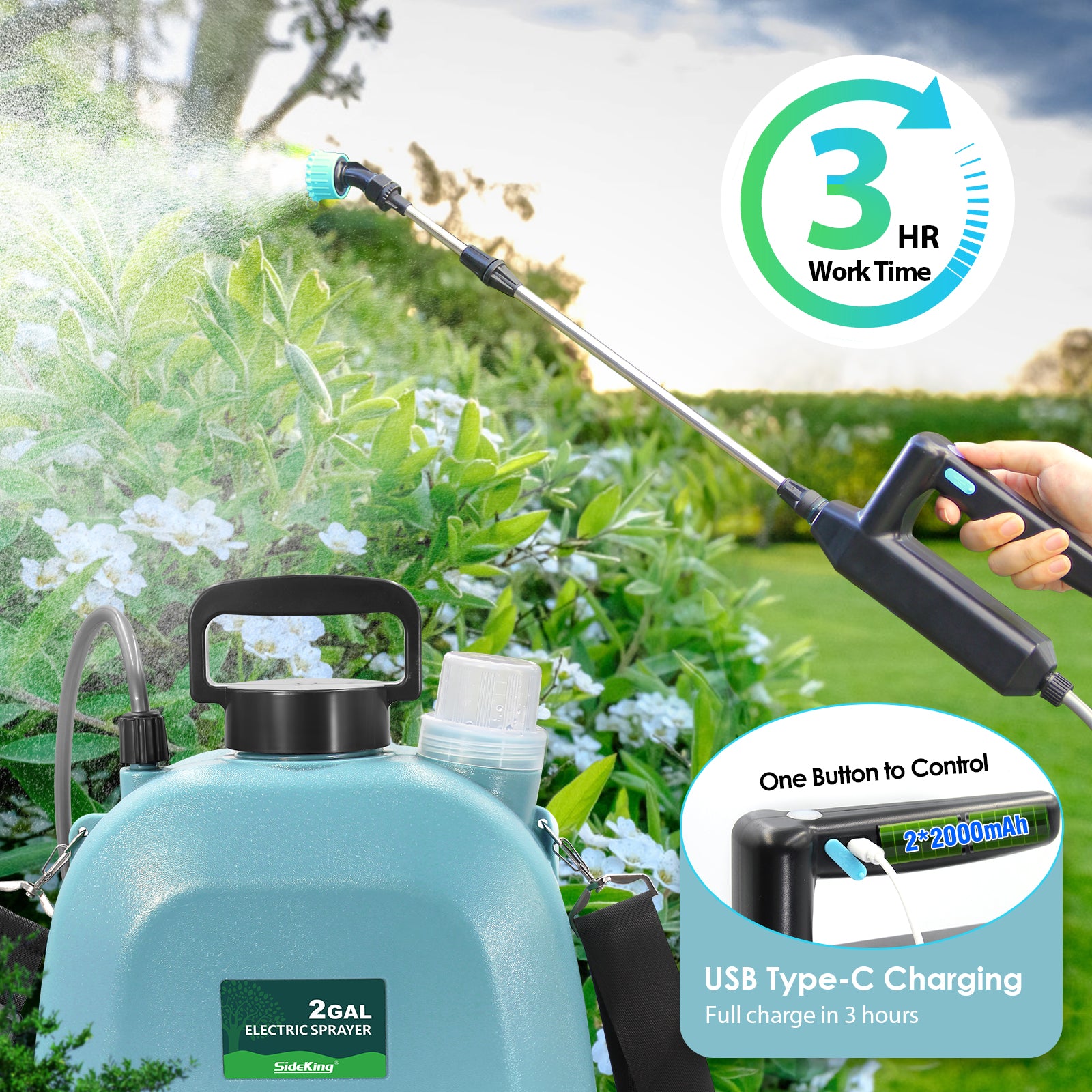 2 Gallon / 8L Battery Powered Garden Sprayer– sylstarlight.com