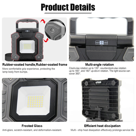 70W 6500LM IP65 Waterproof LED Work Light