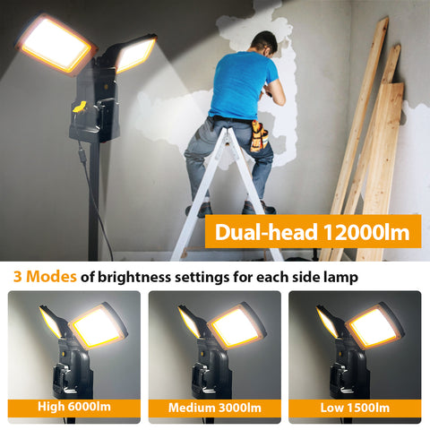 AC Double Head Adjustable Battery LED Work Light