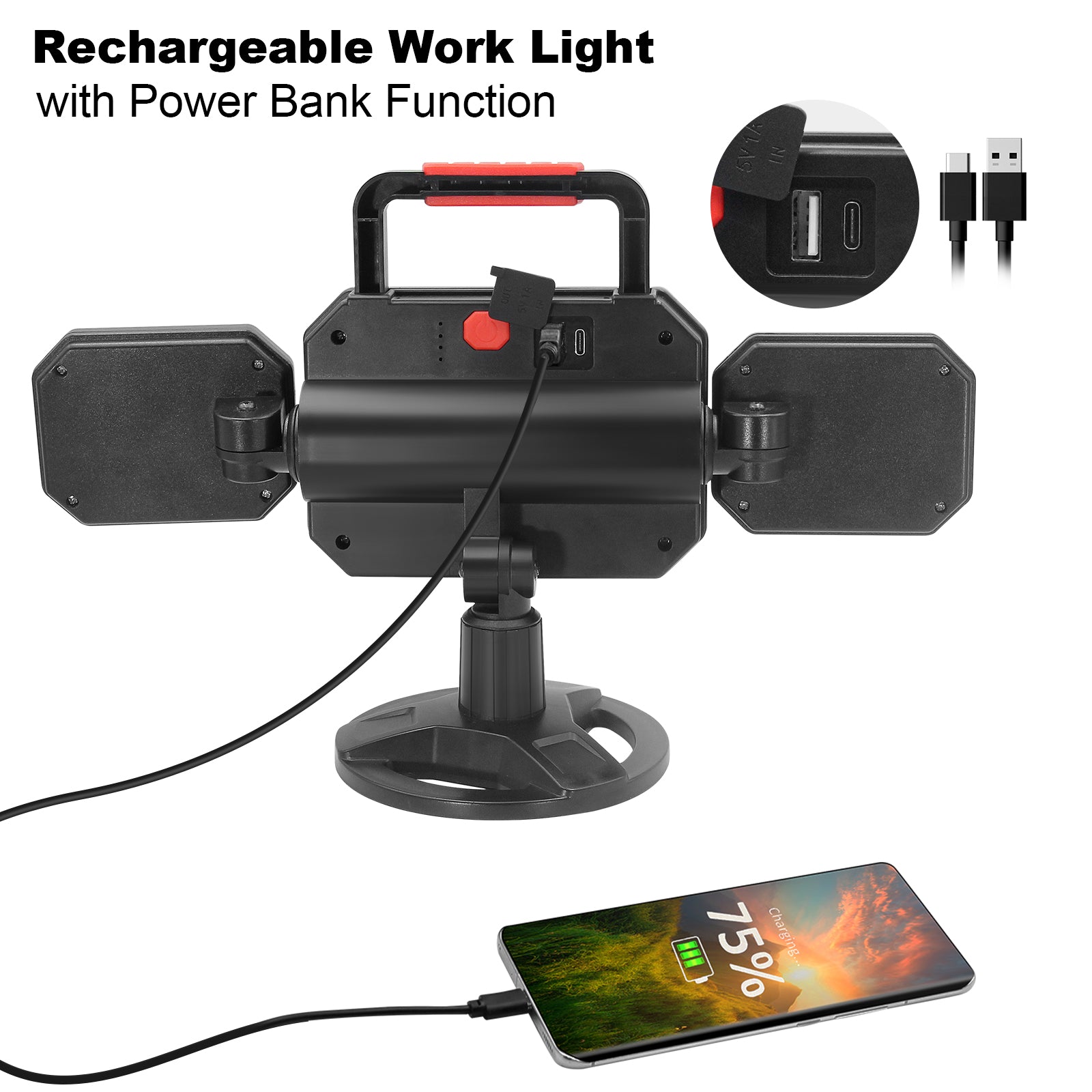 20W 2000LM Portable Battery LED Work Light– sylstarlight.com